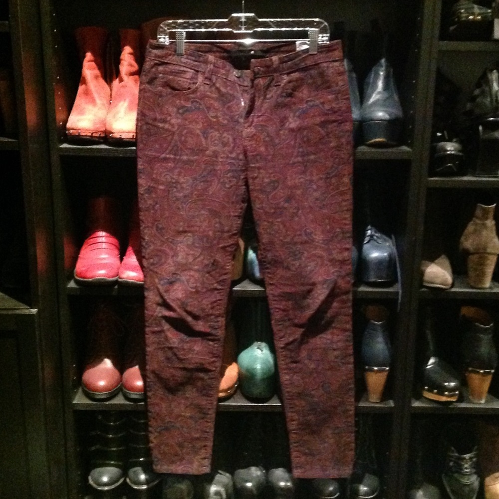 Paisley corduroy skinny jeans